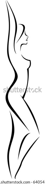 Linear Silhouette Of A Slim Naked Woman In Profile Stock Vector Hot