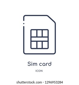 Linear sim card icon from Electronics outline collection. Thin line sim card icon isolated on white background. sim card trendy illustration