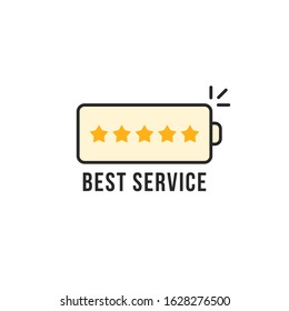 linear simple battery like best service. stroke flat style trend modern logotype graphic art design isolated on white background. concept of customer loyalty or good product review and positive charge