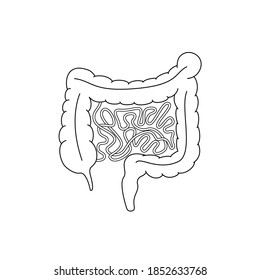 linear simple human intestines sign. schematic infographics of structure of large, small bowel, rectum. element of anatomy, medicine concept, healthcare for science apps, sites, graphic poster