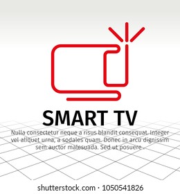 Linear simple icon. Stylized image of a television receiver on the white background. Modern stylish flat design of the logo for banner and other with space for text.