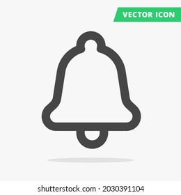 Linear simple one color vector icon symbolizing alert or notification. A universal call and bell sign for different web interfaces and applications. Flat line ring symbol isolated on light background.