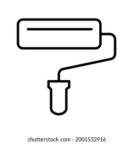 Linear simple paint roller icon vector illustration. Monochrome logo roll tool for painting drawing isolated on white. Manual equipment for repairing improvement color of wall interior or exterior