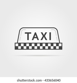 linear simple taxi sign. concept of commercial taxi cab, metropolitan drive, tourism, mobile application emblem. flat style trend modern logotype design vector illustration on gray background