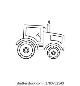 linear simple tractor icon. concept of smart agronomy. symbol of heavy agricultural machinery for field, organic food made in farm for village business, local market. sign isolated on white
