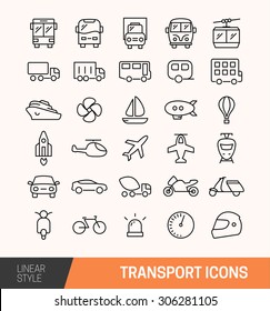 Linear Simple transportation Vector line icons