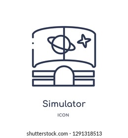 Linear simulator icon from Astronomy outline collection. Thin line simulator vector isolated on white background. 