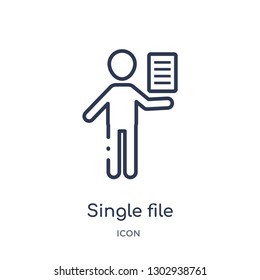 Linear single file icon from Humans outline collection. Thin line single file icon isolated on white background. single file trendy illustration