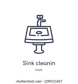 Linear sink cleanin icon from Cleaning outline collection. Thin line sink cleanin vector isolated on white background. sink cleanin trendy illustration