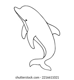 Linear sketch of an aquatic mammal dolphin.Vector graphics.