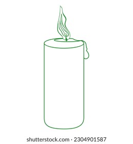 Linear sketch of a burning candle, an element of decor and holidays
