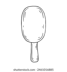 Lineare Skizze, Färbung von Eis auf einem Stock. Vektorgrafik-Grafiken.