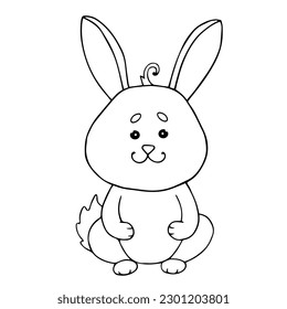 Linear sketch, coloring of a little bunny, rabbit. Vector graphics.