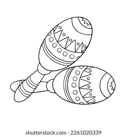 Linear sketch, coloring maracas. Vector graphics.