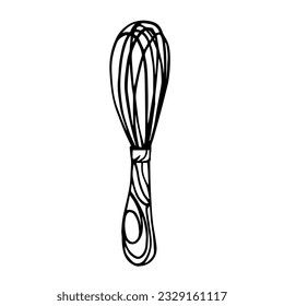 Linear sketch confectionery whisk.Vector graphics.