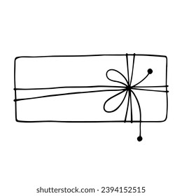 Linear sketch, gift coloring. Vector graphics.