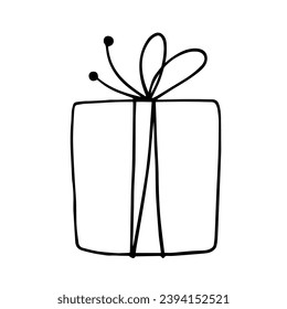 Linear sketch, gift coloring. Vector graphics.