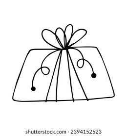 Linear sketch, gift coloring. Vector graphics.