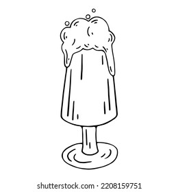 Linear sketch  glass of  beer. Vector illustrator.	