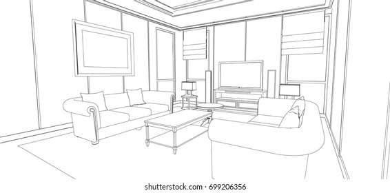 Dining Room Sketch Stock Vectors, Images & Vector Art | Shutterstock