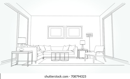 Linear sketch an interior