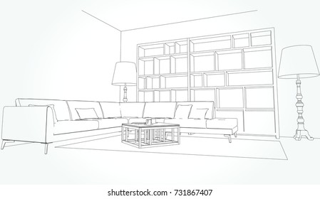 15,004 Pencil sketch of a room Images, Stock Photos & Vectors ...