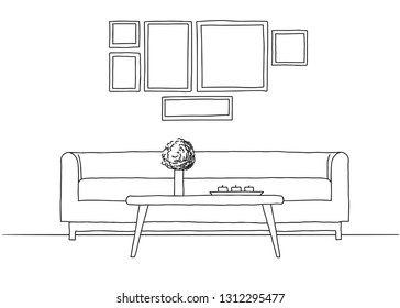 Linear sketch of the interior in a modern style.