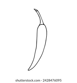 Linear sketch, outline, coloring of a hot chili pepper. Vector graphics.