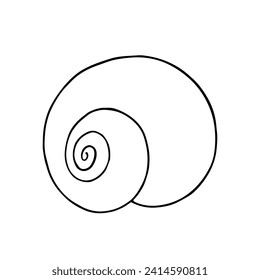 Linear sketch, outline of a sea shell. Decorative element for sea summer designs. Vector graphics.