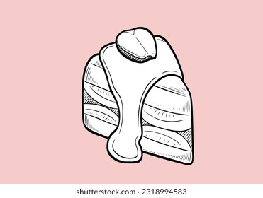 Linear sketch of a piece of cake.Vector illustration. Cheesecake engraving. Delicious cheesecake in sketch style. Cheesecake is isolated on white background. Hand-drawn vector illustration.