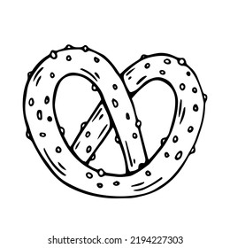 Linear sketch of a pretzel .Vector illustration.