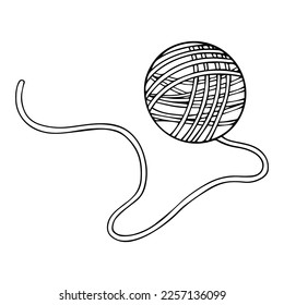 Linear sketch, scribble of a skein of thread for knitting.Vector graphics.