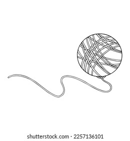 Linear sketch, scribble of a skein of thread for knitting.Vector graphics.