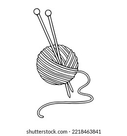 Linear sketch of a skein of wool yarn for knitting.Vector graphics.