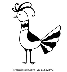 Linear sketch of a small bird. Wind graphics.	