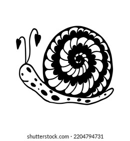 Linear Sketch, Snail Doodle.Vector Graphics.