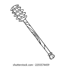 Linear sketch of a spoon-spindle.Vector graphics.
