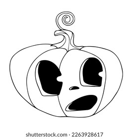 Linear sketches, coloring pages of funny autumn pumpkins for the Halloween holiday. Vector graphics.	