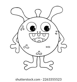 Linear sketches, coloring pages of little cute monsters, mutants. Vector graphics.