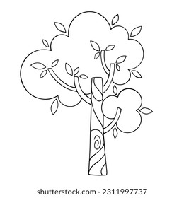 Linear sketches, coloring of various trees. Vector graphics.