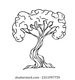 Linear sketches, coloring of various trees. Vector graphics.