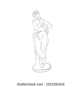 Linear sketching of marble statue goddess. Antique greek sculpture.