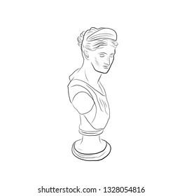 Linear sketching of marble statue goddess. Antique greek sculpture of woman.