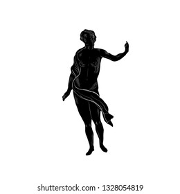 Linear sketching of marble statue goddess. Antique greek sculpture of woman.