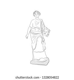 Linear sketching of marble statue goddess. Antique greek sculpture of woman.