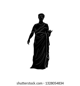 Linear sketching of marble statue goddess. Antique greek sculpture of woman.