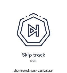 Linear skip track icon from Arrows outline collection. Thin line skip track vector isolated on white background. skip track trendy illustration