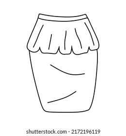 Linear skirt . Hand drawn women's skirt, isolated on white background. Thin line illustration of girl clothes. vector