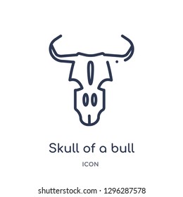 Linear skull of a bull icon from Culture outline collection. Thin line skull of a bull icon vector isolated on white background. skull of a bull trendy illustration