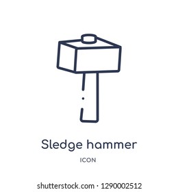 Linear sledge hammer icon from Construction tools outline collection. Thin line sledge hammer vector isolated on white background. sledge hammer trendy illustration